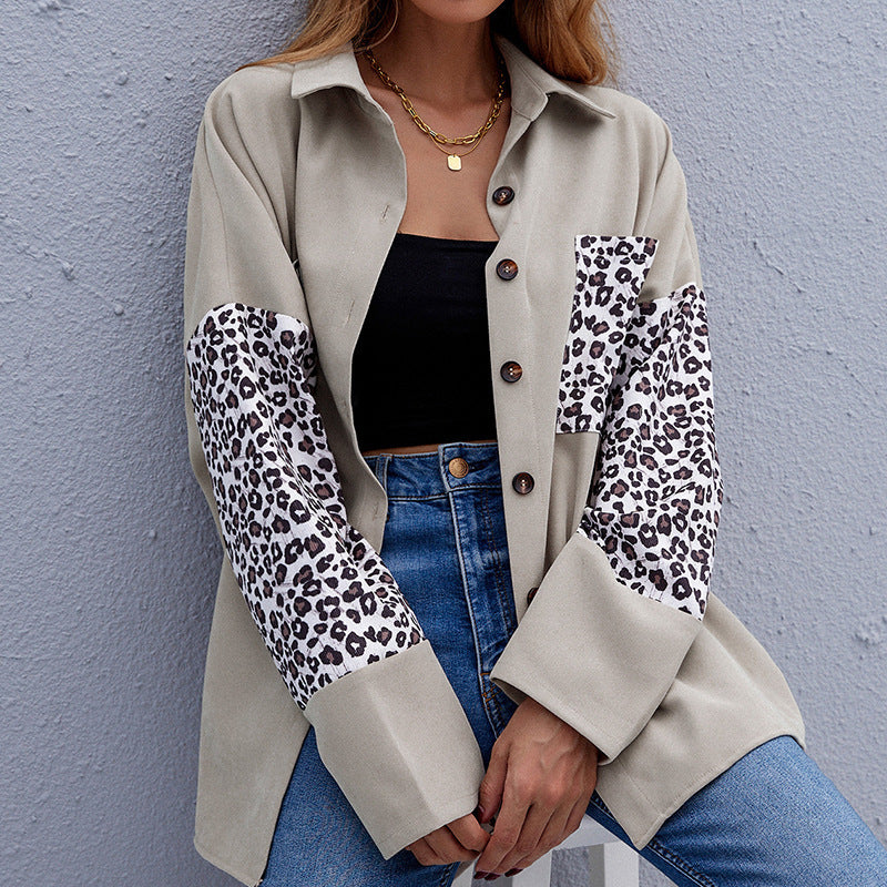 Leopard Print Long-sleeved Cardigan Shirt Women