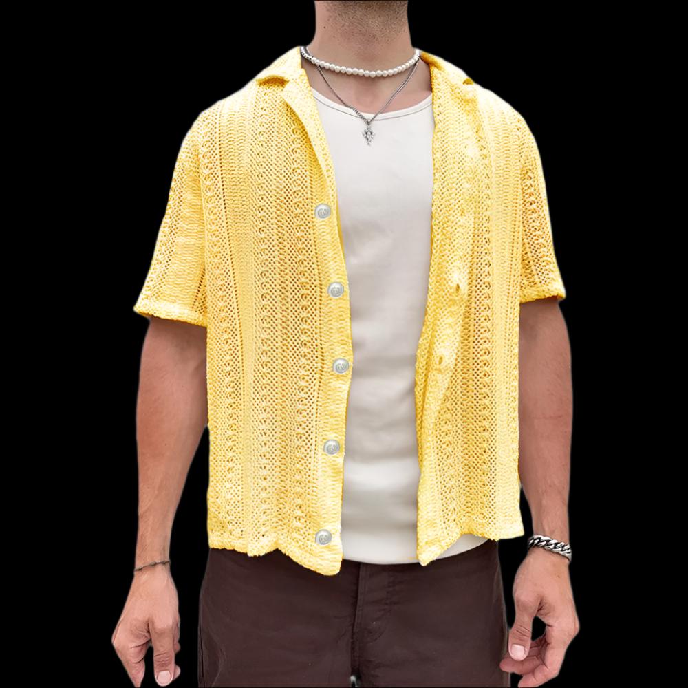 knitted cardigan Hollow Short Sleeve